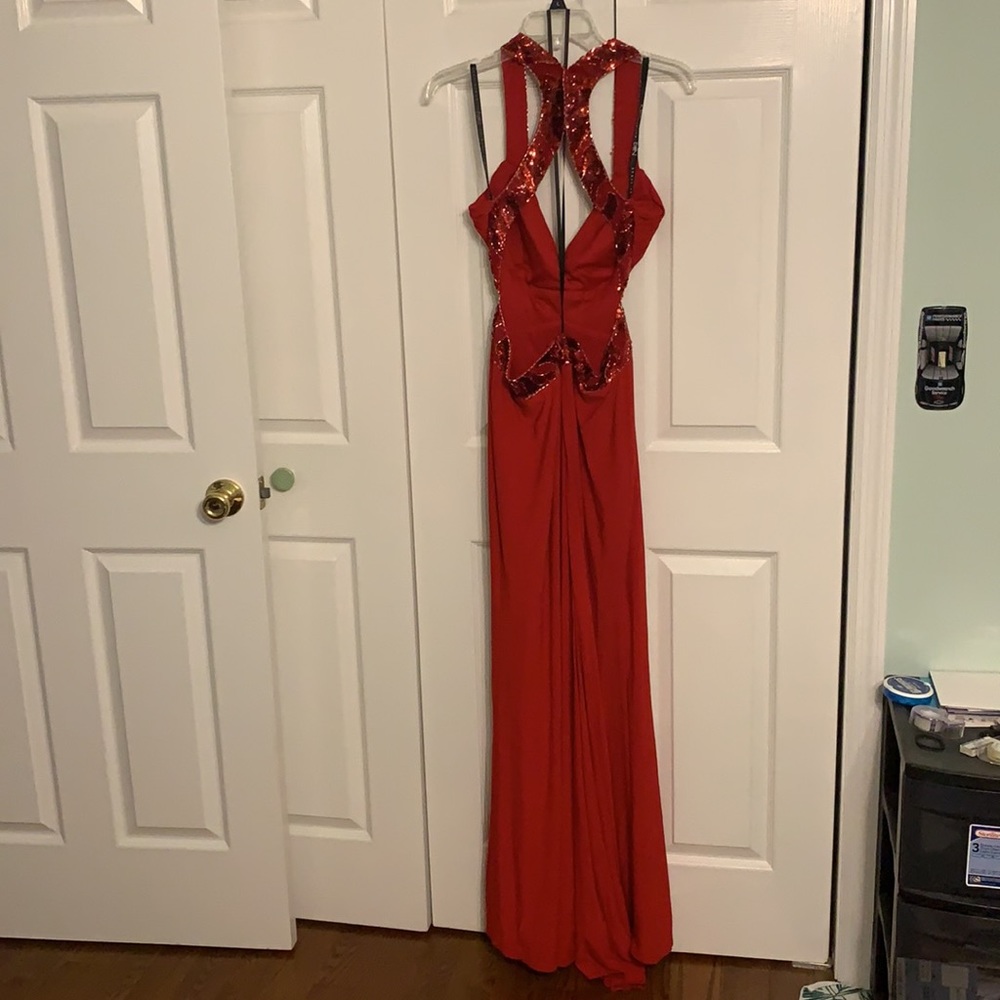 Red Sequin Formal Gown Niki Livin Maxi Dress Even… - image 5